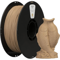 PLA Wood Filament 1,75 mm, kokscelulozes koksnes PLA Real Wood, 3D printeru filaments, īpašs PLA koksnes izskats, izmēru precizitāte +/- 0,03 mm, 1 kg spole, dzeltena krāsā