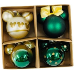 Mickey & Minnie Mouse Hanging Baubles Green Gold Baubles Pack of 4 Ziemassvētku eglītes rotājumu ornaments Disney Lovers Funny Gift Idea Xmas Home Party