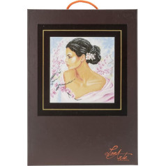 LANARTE PN Zählmusterpackung Frau mit Blüten Leinen Kreuzstichpackung, Baumwolle, Mehrfarbig, 40 x 41 x 0,3 cm