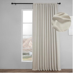 HPD Half Price Drapes Faux Linen Blackout aizkari 96 collu garš īpaši plats luksusa lina aizkari guļamistabai dzīvojamā istaba (1 panelis), 100 x 96 collas, bērzs