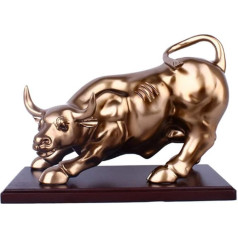 BESPORTBLE Feng Shui Ox Statue Ķīniešu zodiaka OX gads Zelta Govs Ox Statue Skulptūra Wall Street Bull Statue Resin Zodiac Animal Mascot Figurine Dekorācija ar statīvu 2021. gadam