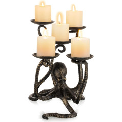 Sziqiqi Candle Holder Octopus 5 tējas gaismas turētāji Pillar Candle Holder Gothic Decorative Figurine Table Centrepiece for Halloween Fireplace Vannas istabas dekori