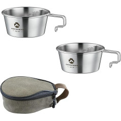 Campingmoon 2-teiliges Set Edelstahl Tiefe Camping Sierra Tasse 450 ml mit Aufbewahrungstasche S-360-2P+B