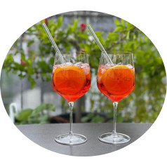 Topkapi Elite Aperol Spritz glāžu komplekts Terrazza XL kokteiļu glāzes - 6 x kristāla glāzes bez svina, īpaši Aperol Spritz ar 6 x stikla salmiņiem, kokteiļu glāze, 625 ml, komplektā 6 personām