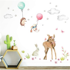 Little Deco Uzlīme briedis trusis ezis pele I L - 110 x 119 cm (platums x augstums) I Sienas uzlīme Balloons Stars Sienas uzlīme Meitenes bērnistabas uzlīme Bērnu istabas uzlīme Bērnu istabas bilde DL468