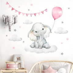 Little Deco DL889-4 Sienas uzlīme Elephant Balloon Baby Nursery Sienas uzlīmes dekorēšana