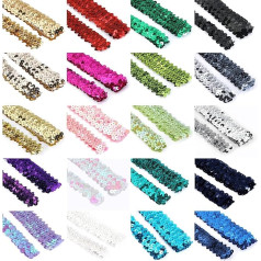 2M (2 eilutės) Elastinis ruožas Sequin Trim 2cm ir 3cm pločio 20 metalinių spalvų kostiumai Dressmaking kokteilių dėvėti apdailos puošmenos Stretchy Black