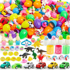 JOYIN Pack of 100 Toy Plus uzlīmju Lieldienu olas Premium iepriekš piepildītas salokāmas 2 3/8 collas Lieldienu tematisko ballīšu dāvanām, medību olām, grozu pildītājiem, dzimšanas dienas svinību dekorēšanai (Kvalitatīvas rotaļlietas)