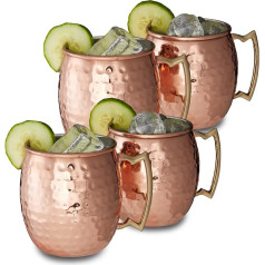 Relaxdays Moscow Mule Tumbler komplekts no 4 kokteiļu auksto dzērienu bāra piederumiem Nerūsējošā tērauda pūslīšu kauss 0,5L Copper