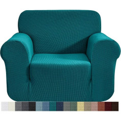 CHUN YI 1 Stück Jacquard Sofabezug Stretch Stoff Sofabezug Möbelschutz für Stuhl, 1-Sitzer Sofa Schonbezug für Wohnzimmer, Karos Durable Spandex Stoff (Stuhl, Blau)