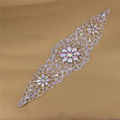 28 x 8 cm plecu pušķi apdare piešūt rotājumu cepurei WDress Aksesuāri AB Krāsa Crystal Appliques Rhinestone Epaulettes Rhinestone Belt 10