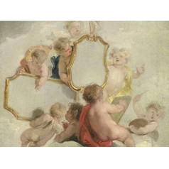 Artery8 De Wit Putti ar spoguļiem Cherub Babies Glezniecība Art Print Canvas Premium Wall Decor Plakāts Freska Gemälde Wand Deko