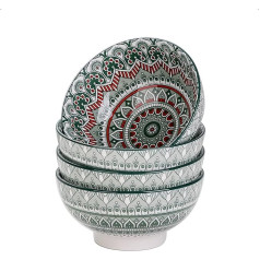 vancasso Mandala sērijas 4 gabalu porcelāna trauku komplekts, deserta bļoda, saldējuma bļoda, bohēmiskā stilā, 650 ml