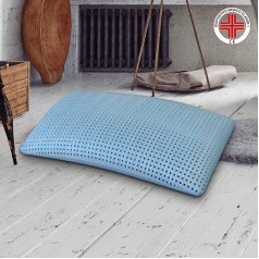 Sleepys Nemo Atmiņas putu un polārā gela spilvens 74 × 42 Augstums 13 cm Ortopēdiskais ziepju atvēsinošais perforētais medicīniskais palīglīdzeklis ar Jersey oderējumu 100% kokvilna