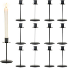 Romadedi Sveču turētājs Taper Candle Candles Black - komplekts no 12 sveču turētājiem Metāla Vintage moderns dekors kāzu galdam Ziemassvētku galda dekorēšanai Dzīvojamā istaba Adventa vainags Adventa advente