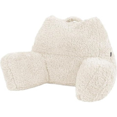 Icon Teddy Bear Backrest Reading Cushion, bēšs, pūkains lasīšanas spilvens ar pupiņu maisu pildījumu, lasīšanas spilvens gultai, muguras atbalsts ar rokturi pārnēsāšanai