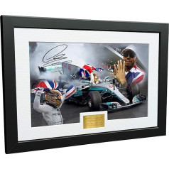 A4 12 x 12 x 12 x 8 - Lewis Hamilton - 4 mal World Champion Celebration Edition - Autogrammkarte Fotogrāfēt, Bilderrahmen Motor Sport Formel 1 F1 Geschenk