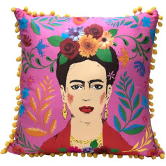 Sarunu galdi Rosa Frida Kahlo spilvens un pārvalks ar Pom Poms | Boho dekoratīvais spilvens mājas dekoram, iedvesmojošas dāvanas sievietēm, guļamistabai, dīvānam, krēslam, liels, nulles, Boho spilvens