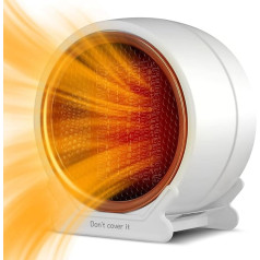 Towwoo Mini Fan Heater, 1200 W Electric PTC Ceramic Fan Heater, Energy Saving, Quiet, 2 Heat Settings, Overheating and Tilt Protection, Heater Fan, for Room, Bedroom, Office (White)