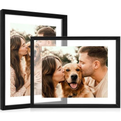 Mystorly peldošais rāmis Divpusējs caurspīdīgs attēla rāmis žāvētām puķēm Amatniecība Displeja foto rāmis 2 Pack 11 x 14 Black Wood Square Picture Frame Īpašas dāvanas