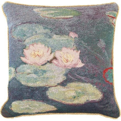 Signare Neparastas modes spilvenu pārvalks/ spilvenu pārvalki 45 x 45 cm Gobelēns Ziedi Dīvāna spilvens Couch Home - Monet/Water Lily (CCOV-Art-Monet-2)