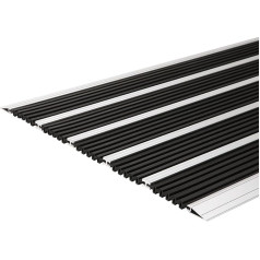 Desan Aluminium Doormat Double Mat 10 mm Alumīnija durvju paklājs ārdurvīm un iekštelpām Durvju paklājs priekšdurvīm Alumīnija rampa Dirt Trapper Mat 3 izmēri Melns termoplastiskais 60 x 90 cm