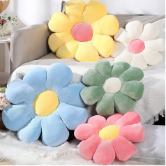 5 ziedu spilvenu komplekts Plush Flowers Dekoratīvie spilveni Cute Daisy Cushion Ziedi Krēsla spilvens Ziedi Grīdas spilvens Dekoratīvie Daisy sēdekļa spilveni dīvānam, 21,7 collas, 15 collas