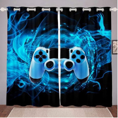 Aizkari spēlēm Guļamistaba Dzīvojamā istaba Spēļu istaba Blackout aizkari Kids Boys Video Game Gamepad Thermal Insulated Window Curtains Console Game Console Curtain Blue W46 x L54