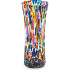 H&h Vaso Svasato in vetro decorato multicoloured cm 7 x 18 x 7 cm