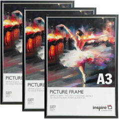 Inspire By Hampton EASYLOADER IBH-EASA3BKP-PK3 30 x 42 cm perspex bezstikla fotorāmis, 3 gab., melns, iepakojumā