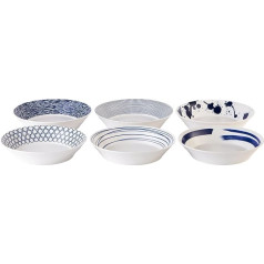 Royal Doulton Pacific Set mit 6 Pastaschalen aus Porzellan, Blau, 23,15 x 23,15 x 5,1 cm, 23.15 x 23.15 x 23.15 x 5.1, 6