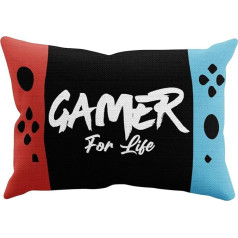 Gamer Rechteckiges Kissen | Super weiches zweiseitiges Gamer For Life Design | Perfekt für jedes Spielzimmer oder Schlafzimmer, mehrfarbig, 40 x 25 cm