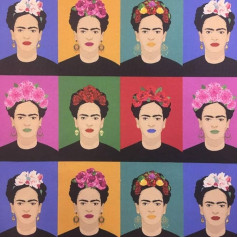 Kt KILOtela Printed Half Panama Audums Digitālā druka 100% kokvilna Izmērs 100cm garums x 280cm platums | Frida Warhol - 1 metrs