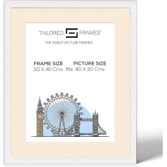 Tailored Frames Bilderrahmen, четырехугольный, 50 x 40 см, с антикварным пассатижами, для выхода в свет, Weiß