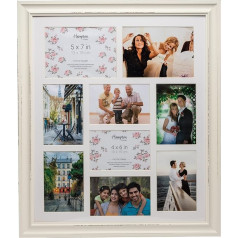 Hampton Frames ELLENA Seven ELLAP9WH 2 x 5 x 7 collu perspex foto rāmis ar 9 atvērumiem, 10 x 15 cm, balts, tumši balts