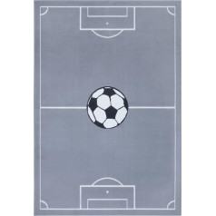 Hanse Home Adventures Children's Football Short Pile Rug Boys Girls Play Mat Modern Pitch Football Children's Rug for Children's Room, Playroom - 160 x 220 cm, Mouse