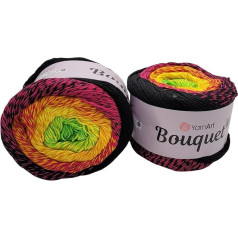 500 g YarnArt Bouquet Bobbel vilnas krāsu gradients, 100% kokvilna, daudzkrāsains (Black Bordeaux Orange ua P 723)