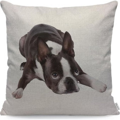 WONDERTIFY Bostonas terjers Pet Cushion Cover Cute Funny Cilvēku draugi Dekoratīvie Throw spilvens Case Dīvāns spilvens Cover 45x45cm