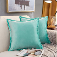 MERNETTE 2 Pack Velvet Soft Decorative Throw Pillow Case Cushion Covers Home Dekorācijas Dekorācijas dīvāna dīvāna gultas krēslam 50x50cm (Teal)