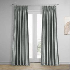 HPD Half Price Drapes HPD PDCH-KBS9BO-108-FP Plissee-Vorhänge für Schlafzimmer, Vintage, strukturiert, 63 x 274 cm (1 panelis), silberfarben, Polyester-Mischung, Silber, 25 in x 108 in