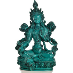 BUDDHAFIGUREN Budas statuja Zaļā Tara sveķu 20 CM tirkīzs