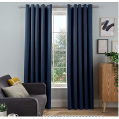 Sleepdown Navy Blue 2 paneļi Blackout aizkari austs Eyelet siltuma izolācijas aizkari guļamistabai dzīvojamā istaba 66