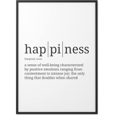 Papierschmiede® Definition Happiness, B2 (50 x 70 cm) Plakāts viesistabai, guļamistabai, virtuvei, ēdamistabai, sienas bilde Dāvana, sienu rotājumi Saying English - bez rāmja