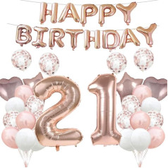 21. dzimšanas dienas balonu dekorēšana Rose Gold 21 baloni Happy 21th Birthday Party Supplies Number 21 Foil Mylar Balloons Latex Balloon Dāvanas Meitenes Zēni Zēni Sievietes Vīrieši