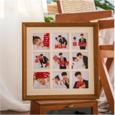 FASHION YO Multi Aperture Photo Frame Collage for 9 Photos Holds 2.8x2.8 Inch Wall and Desk Photo Gallery Wood Grain (Oak (12x12 inch))