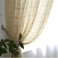 USTIDE Bēšs Vintage aizkars viesistabai Tambordiegs Rod Sheer aizkars Rustic Estētiskie aizkari guļamistaba ēdamistaba 72x72L