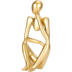 FTVOGUE The Thinker Statue, Zelta abstraktā domāšanas skulptūra Cilvēki Ornaments Skulptūra Mājas statuja Dekorācija DIY Decor Ornaments Izgatavots no sveķiem, Dāvana draugiem, 27 x 15 x 8 cm