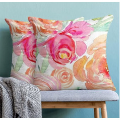 ARLTTH Pack of 2 Pink Rose Velvet spilvenu pārvalki 45 x 45 cm Mājas dekoratīvie spilvenu pārvalki 45 x 45 cm Patio Garden Blench Living Room Sofa Farmhouse Decor