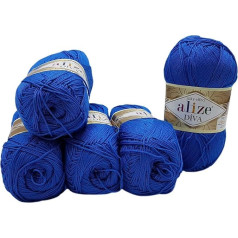 Alize 5 x 100 g Diva Wool Plain 500 g merserizēta adīšanas vilna, mikrošķiedra, akrils