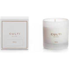 Culti Classic Ebano aromātiskā svece stiklā Balts koksnes aromāts Aptuveni 60 stundas degšanas laiks 270 g Izmērs: 9,7 x 8,4 cm